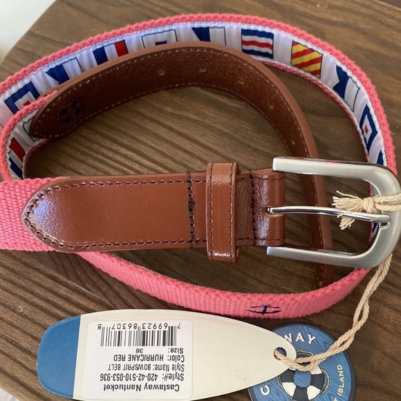 Castaway Other - CASTAWAY Nantucket Men’s Nautical Belt- Bowsprit Hurricane Red (Pink) Sz…